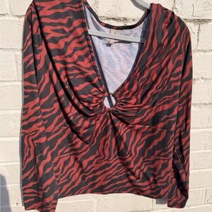 ASOS Design Red and Black Zebra Print V-Neck Top